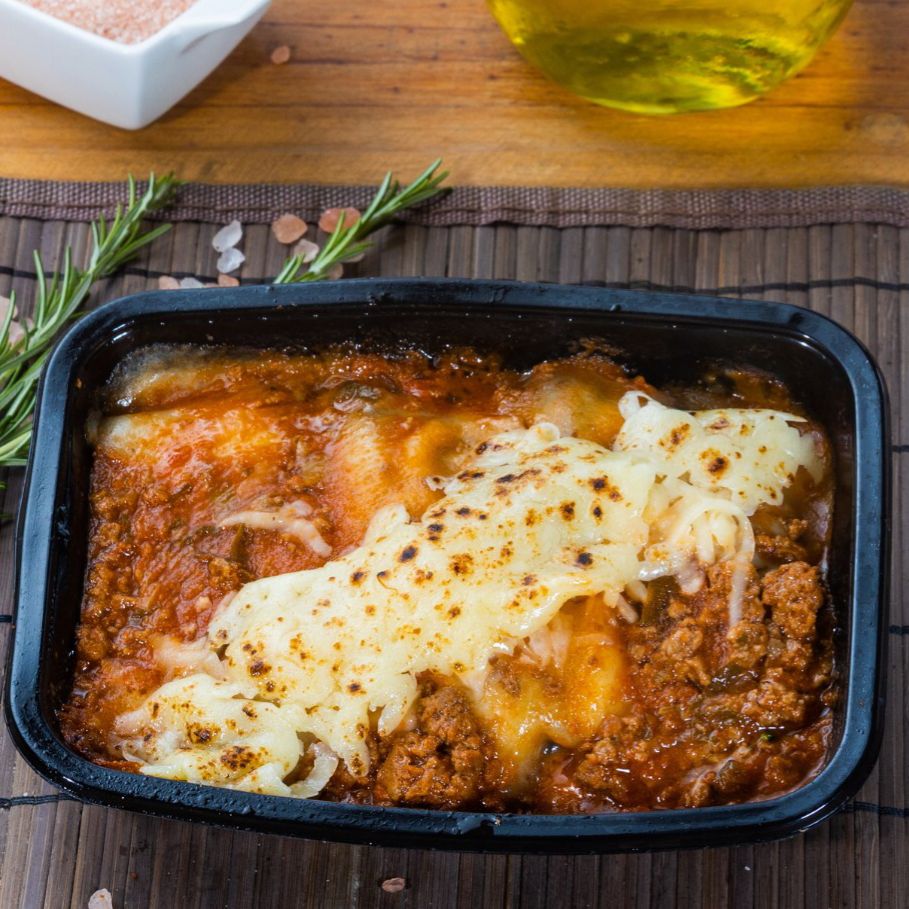 Lasanha de berinjela à bolonhesa